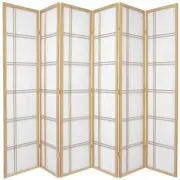 Cross Room Divider Screen Natural 6 Panel