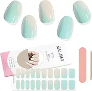 Kalolary Semi Cured Nail Gel Art Sticker, Waterproof Full Nail Wraps Decal Sets with File and Stick for Women and Girls (UV/LED Lamp Required) (D)
