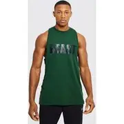 Mens Green Man Active X Beast Drop Armhole vest