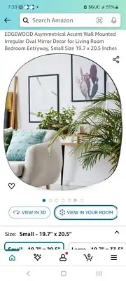 Asymmetrical Accent Wall Mounted Mirror Decor for Living Room Bedroom Entryway