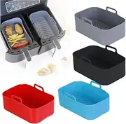 Silicone Air Fryer Liner, Reusable Air Fryer, Silicone Pot Basket Liner, Round Pot for Air Fryer, Oven Accessories, Air Fryer Accessories, Baking Mat, 2Pcs Liner (Black)
