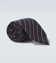 [Zegna] Zegna Striped silk jacquard tie One Size blue