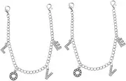 [OATIPHO] 1 Pair Shoe Chain Favors Charms Anklet Bling Shoe Laces Boot Laces Ladies Sandals Men Shoes Lanyard Shoelaces Charm Love Shoe Lace Charm Shoe Charm Gibbets Giblets Alloy Silver