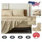 Beige Floral Print King Bed Sheets with Deep Pockets - Machine Washable Set