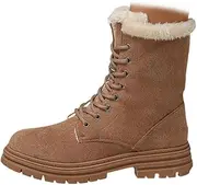 [Generic] Women's Winter Snow Boots Suede Lace Up Ankle Bootie Warm Fur Fuzzy Indoor & Outdoor Walking Womens Boots