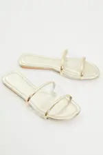 Gold Perspex Flat Slides - Size 9, Women's Trial Accs