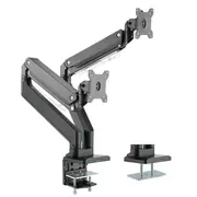 Brateck Aluminum Heavy-Duty Gas Spring Dual Monitor Arm - Black