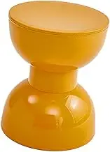 Perfk Small Round Side End Table Indoor Furniture Multifunction Seat Tea Table for Small Space Balcony Sofa Couch Chair, Yellow