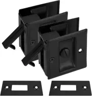 HOME MASTER HARDWARE Privacy Pocket Door Lock Pull 2-3/4”x2-1/2”, Black-2pack