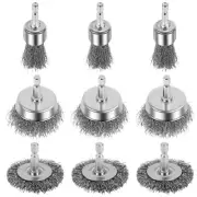 9/12Pcs Steel Wire Brush Drill Brass Coated Set Tool Rotary Polishing AU@