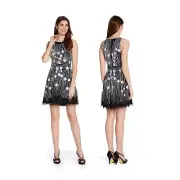Aidan Mattox Short Cocktail Black Dress with Beads - Size 10