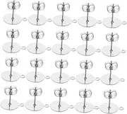Veemoon 100pcs Flat Round Stud Earring Posts with Comfortable Earring Backs Secure Ear Studs Findings for Women Jewelry Hardware for Unique Style and Fashion