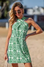 Cupshe Opulent Bouquet Ornate Mini Dress - Green,M