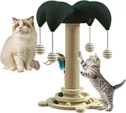Cat Scratcher Post - Vertical Scratch Pole,Built-in Rotatable Track and Rolling Ball, Wear Resistant, Climbing Furniture for Apartment Living