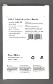 SmartQ USB 3.0 Multi-Card Reader Plug N Play Apple & Windows Compatible C368PRO
