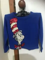 Michael Simon's Dr Seuss Cat in the Hat Sequins Blue Sweater, Kids, Size 2