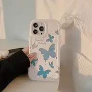[LIUJINCAN] Silicone Butterfly Phone Case for iPhone 14 Pro Max - Durable Shockproof Protection, Raised Lens Guard, Laser Gradient Design - Chic Accessory for Young Women