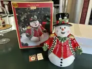 Spode Snowman Cookie Jar Black & White Christmas Collection 13" High New In Box