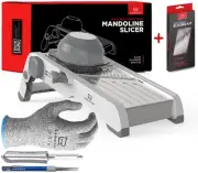 Mandoline Slicer 18 in 1 with Ultra SHARP Easy-Adjustable BLADE - SAFE kitche...