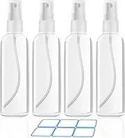 DTDNZKN 4 Pack 3.4 Oz (100ml) Small Spray Bottles, TSA Approved Travel Bottles for Toiletries with Labels - Fine Mist, Refillable, Reusable, Leak Proof