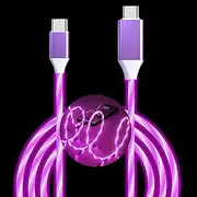 USB C to USB C Cable 3A Light Up C to C Cable LED C to Type C Fast Charging Cord for Samsung Galaxy S23 S22 S21 S20 Ultra, i-Phone 15 Pro Max Plus, iPad mini Pro Air(6.6FT,Purple)