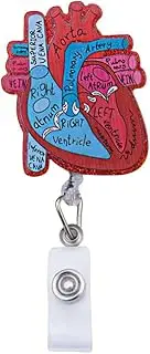 Cardiac Id Badge Holder Reel for Doctor and Nurse - Retractable Name Tag Holder with Alligator Clip - Badge Reel Clip for Medical Professionals