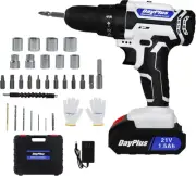 Cordless Drill/Driver Kit, 21V MAX 3/8" Compact Drill Set with 1.5Ah Battery & C