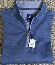 Johnnie O Sully Mens Med 1/4 Zip Mock Collar Helios Blue Corp Logo NWT 128.00