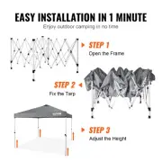 Dark Gray 3x3m Pop-Up Canopy Tent with Roller Bag & Sandbags, UV & Water Resi...
