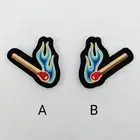 Vintage Style Chainstitch Blue Flame Burning Match Patch