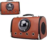 STARTIST Pet Travel Carrier Handbag Space Capsule Design PU Leather Carrying Case Cat Carrier for Outdoor Travel Camping Cats Dogs, Brown