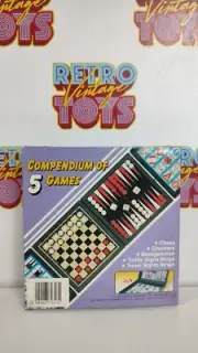5 Games Travel Pocket Backgammon Chess Checkers Bingo Vintage Magnetic Cathay
