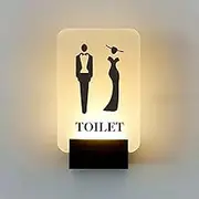 Toilet Sign Bathroom Door Sign Men's and Women's Restroom Signs, Ultra-Bright LED Restroom Sign, Ladies Mens Bathroom Sign, Wall Mount Toilet Sign, Acrylic Surface and Metal Base