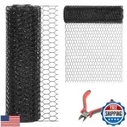 DOLEMODUO 24'' x 150' Black Chicken Wire Mesh Fence, 20 Gauge Galvanized Poul