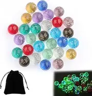 LongZYU Pack of 30 Glass Marbles Glow in The Dark 1.6 cm Decorative Marbles Glass Luminous Marbles Children Colourful Marble for Marble Track Game Home Decoration DIY Aquariums Marble Games, 10