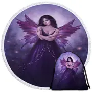 Fantasy Art Mirabella Beautiful Butterfly Girl Round Beach Towel
