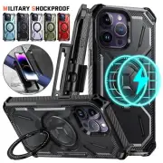 For Samsung S23 Ultra S22 S21 Plus S23+ MagSafe Rotate Ring Stand+Belt Clip Case