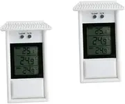 BESPORTBLE 2pcs Outdoor Landscape Thermometer Fridge Temperature Gauge Max/min Memory Waterproof Celsius/Fahrenheit Easy Mounting
