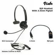 Noise Canceling Headset for Office Phones and Laptop Computers Volume & Mute New