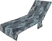 Jlobnyiun Beach Chair Cover - Poolside Lounge Towel Cover, Sun Lounger Towel Cover | Beach Chair Towel Cover with Storage Pockets, Rapid Dry Chaise Lounge Chair Protector, Towel Cover for Beach Chai