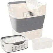 Collapsible Laundry Basket, Washing Basket with Handle and Removable Basket, Pop Up Laundry hamper/Storage Container for Washing & Storage 43L (Grey)
