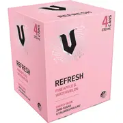 V Energy Refresh Pineapple & Watermelon Zero Sugar Cans 250mL x 4 pack