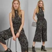 TED BAKER -NWT- Marcila Hazel High Neck Wide Leg Jumpsuit Black | Small