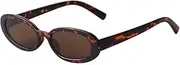 [ADE WU] Retro Oval Sunglasses 90s Vintage Narrow Small Tiny Oval Sun Glasses Black Tortoiseshell Frame