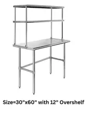 Kitchen Work Table with Overshelf NSF Certified Stainless Steel for Prep