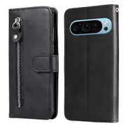 For Google Pixel 9 Case Zipper Pocket Leather Folio Wallet Phone Cover
