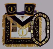 MASONIC GRAND LODGE JUNIOR WARDEN APRON CUFFS & COLLAR SET HAND EMBROIDERED