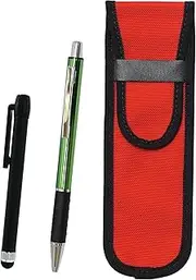 2 Pack Cloth Pen Case Red Metal Touch Stick Black and Metal & Pitch Grip Ballpoint Pen Set Green NK02R-ALB-WZ2067BP-G-2