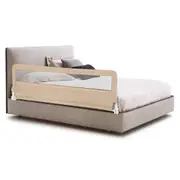 Costway Folding Security Bed Rail Adjustable Cot Guardrail w/Security Straps Beige