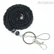 Crystal Braided Seed Beads Necklace LANYARD Keychain for Key, ID holder